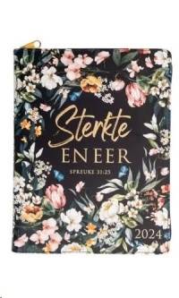 2024 GROOT DAGBEPLANNER VIR VROUE STERKTE EN EER (KUNSLEER MET RITS)