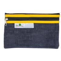 PENCIL BAG 4KIDS SCHOOL DENIM 22CM YELLOW