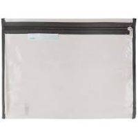BAG LIBRARY SCHOOL POLYKING CLEAR WITH ZIP 36X37CM BLACK