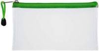 PENCIL BAG PVC CLEAR LARGE - GREEN ZIP