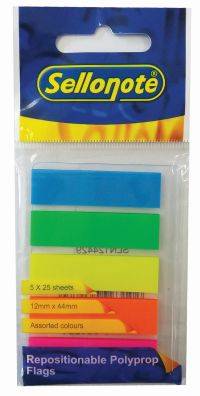 SELLO-FLAG PP FILM TABS12MMX44MM 5 COLOURS NEON 25 SHEETS