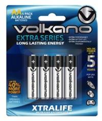 BATTERIES VOLKANO ALKALINE EXTRA SERIES (AA 4 PACK)